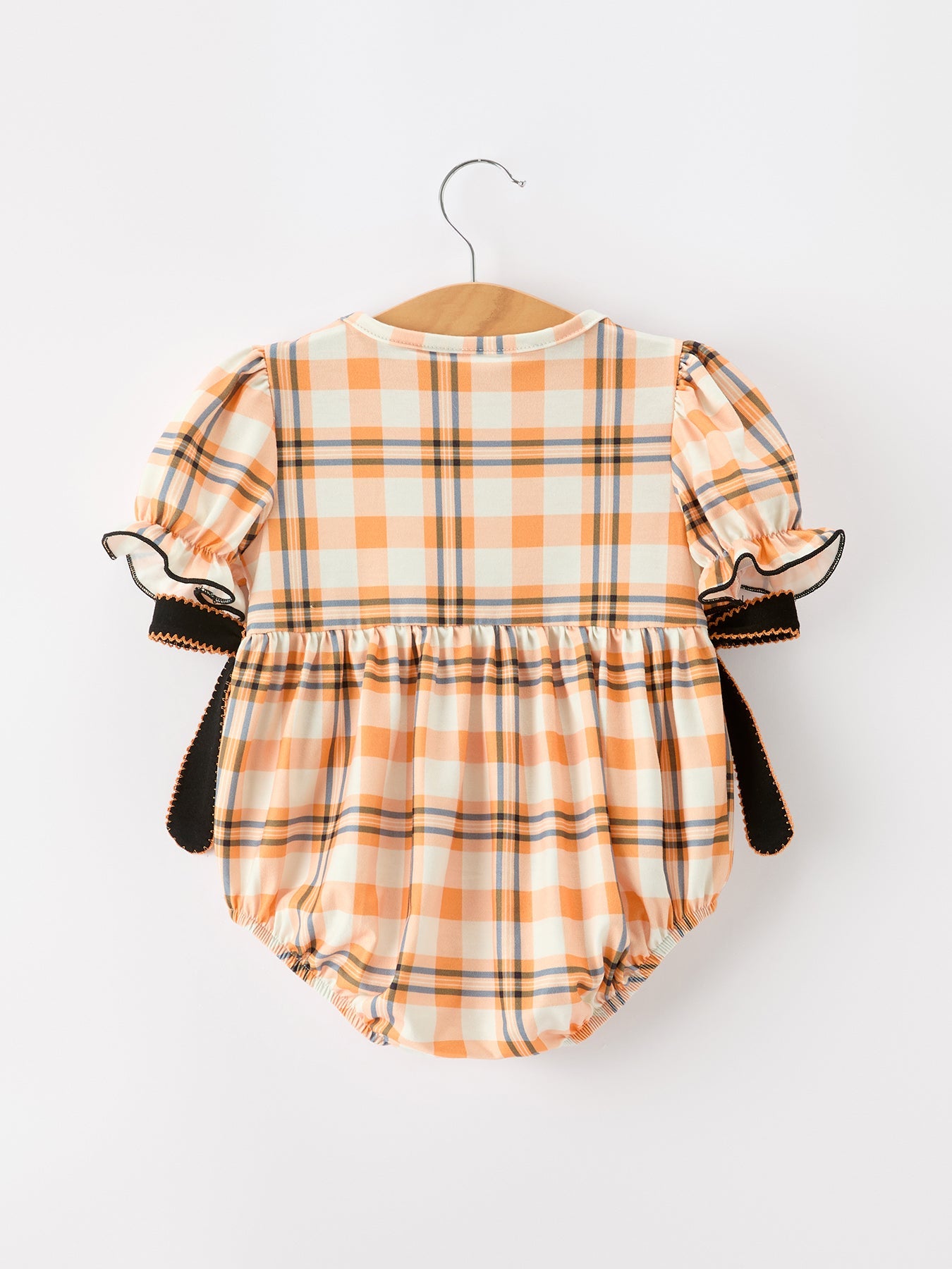 Halloween Plaid Smocked Baby Bubble Romper