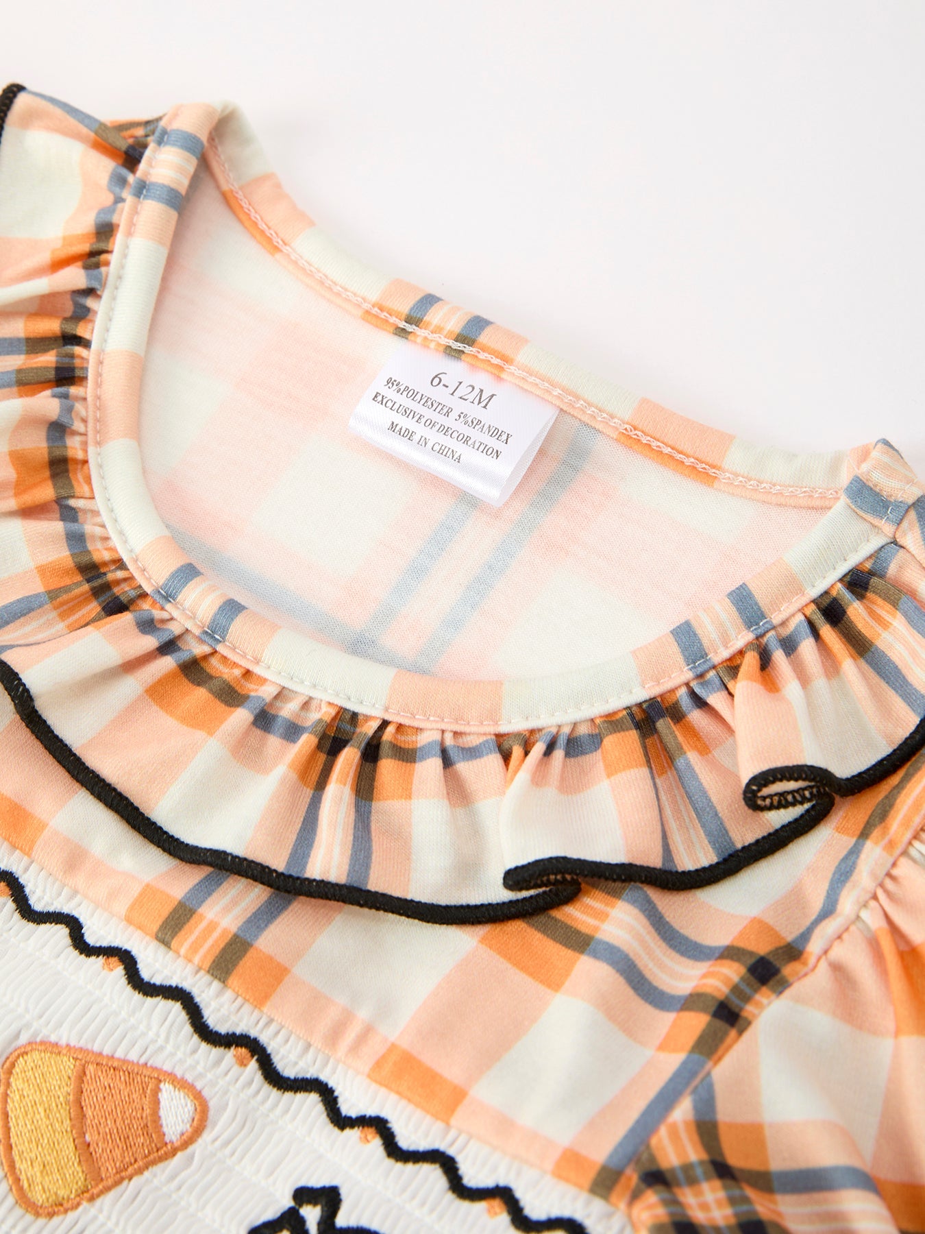 Halloween Plaid Smocked Baby Bubble Romper