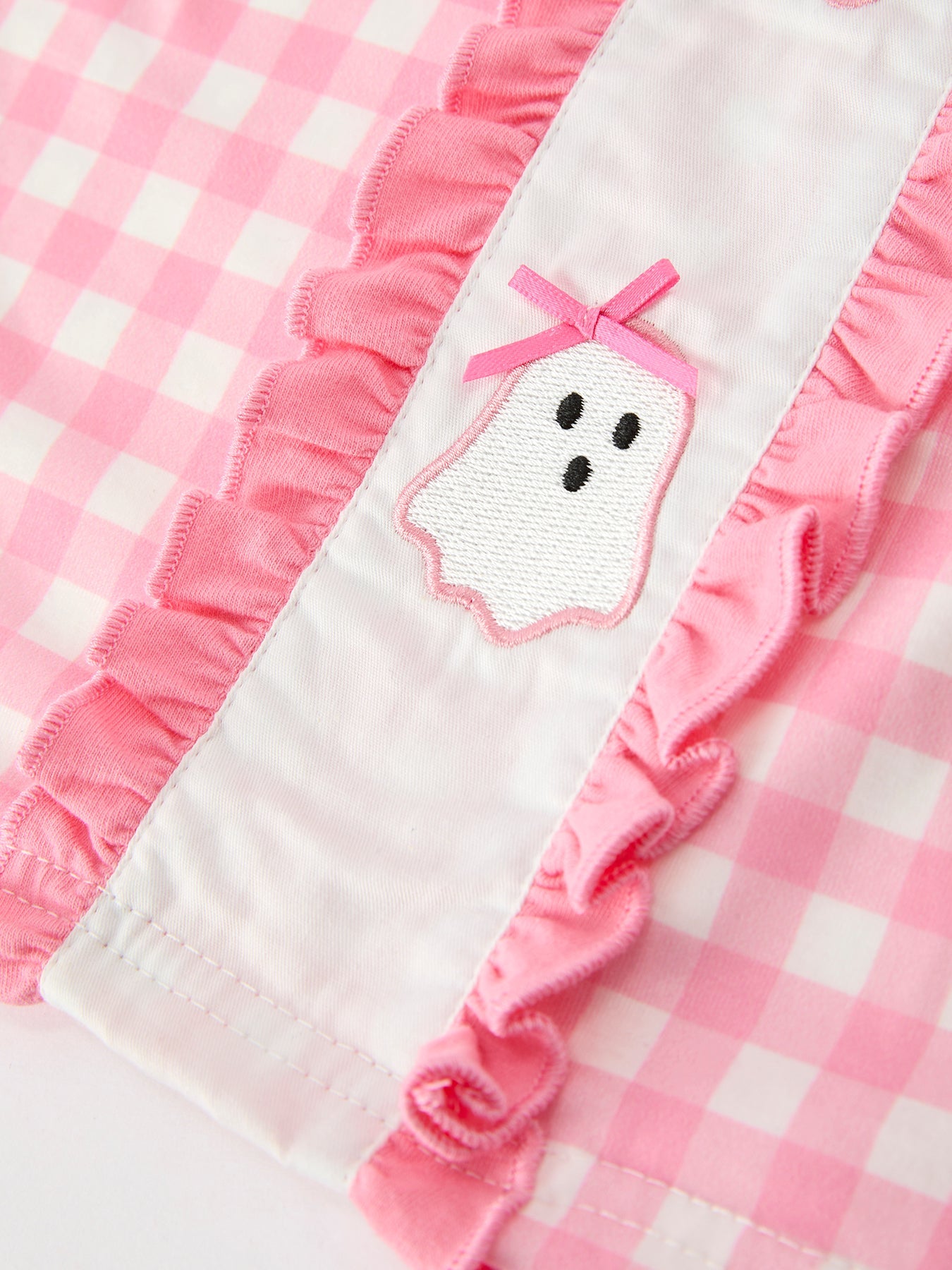 Halloween Ghost Embroidered Girls Dress Peter Pan Collar Bow