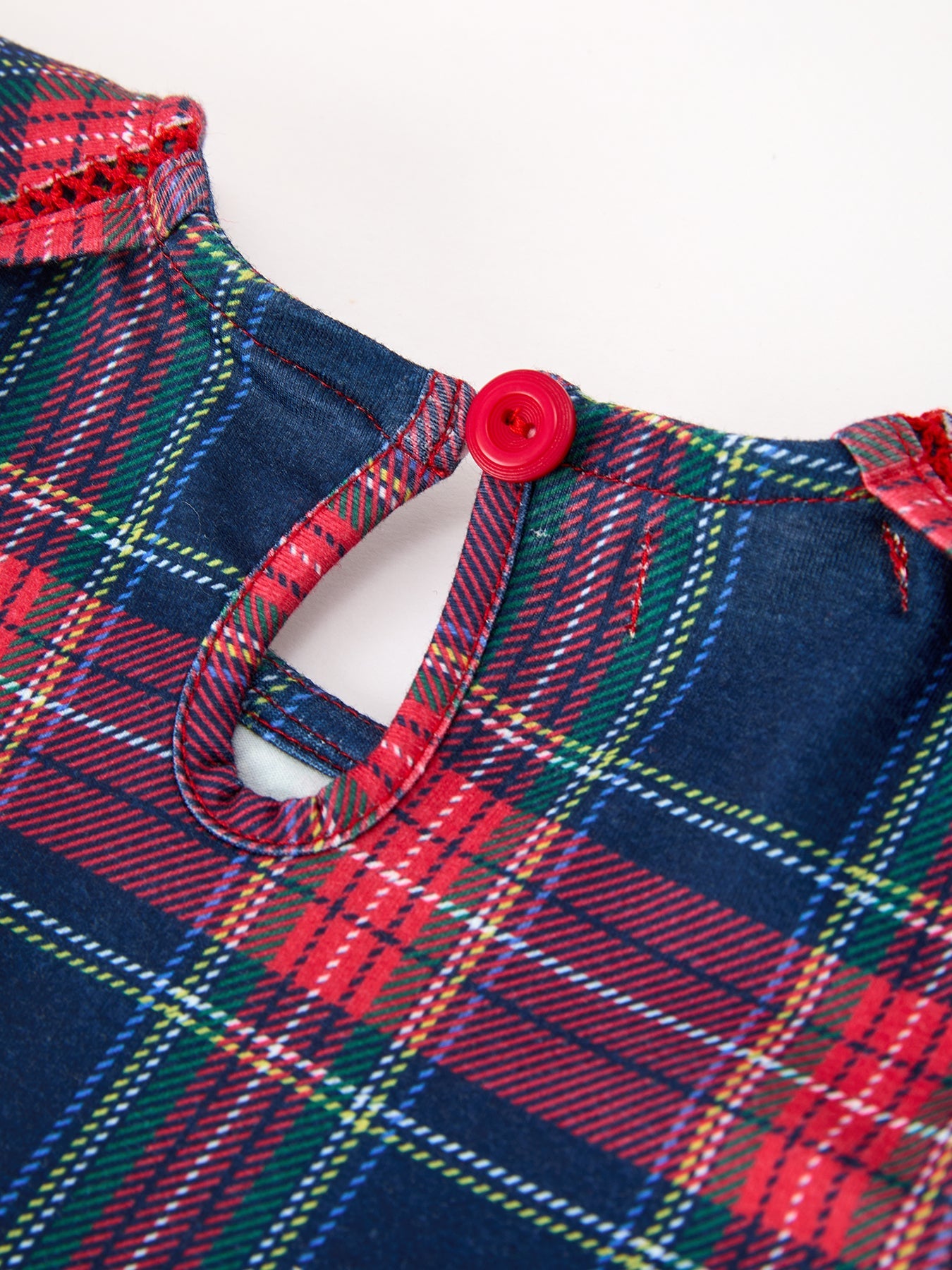 Fall Plaid Girl Dress Petal Collar Puff Sleeve Long Sleeve