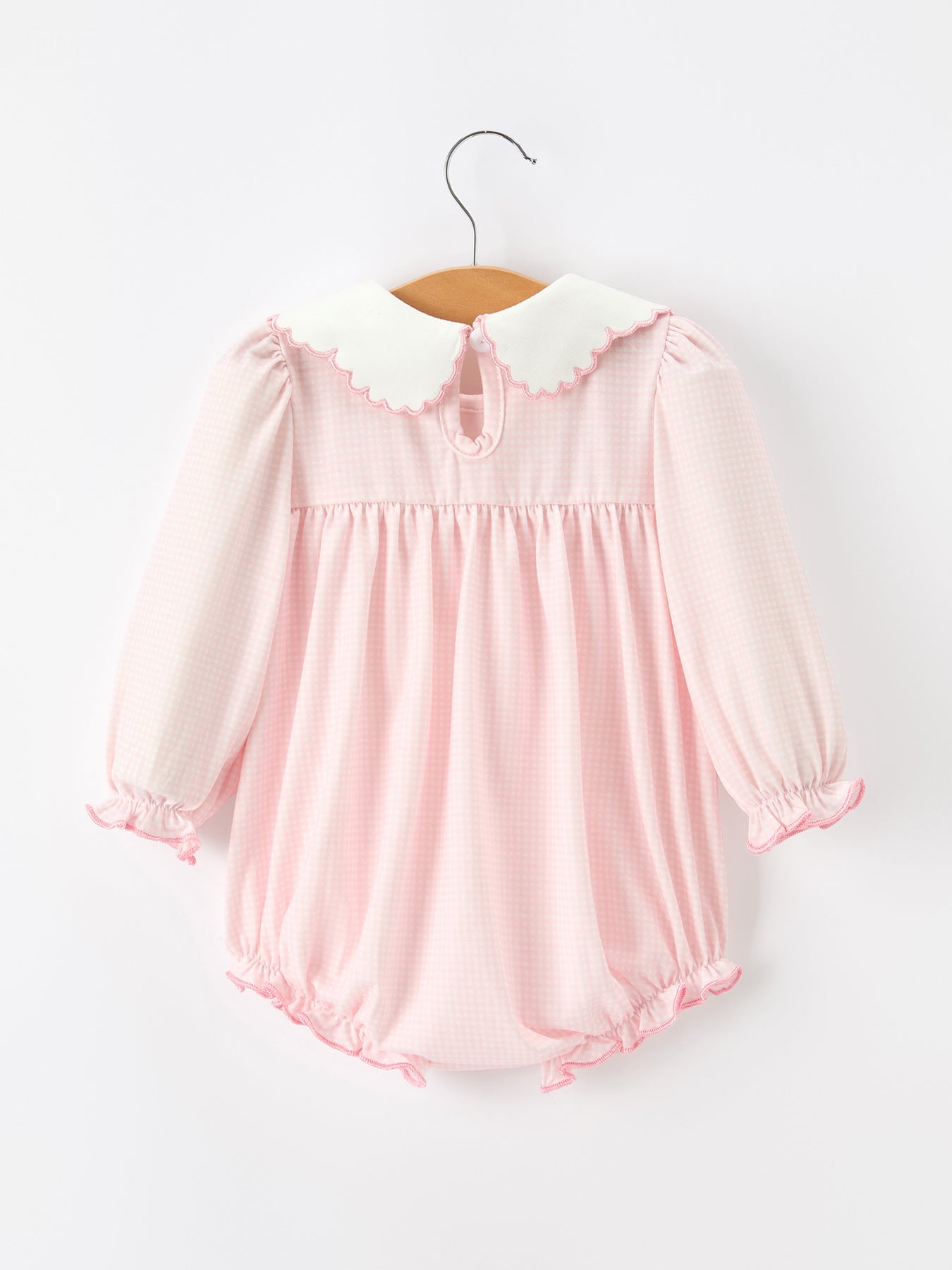 Pink Duck Embroidered Baby Girl Romper Ruffle Collar