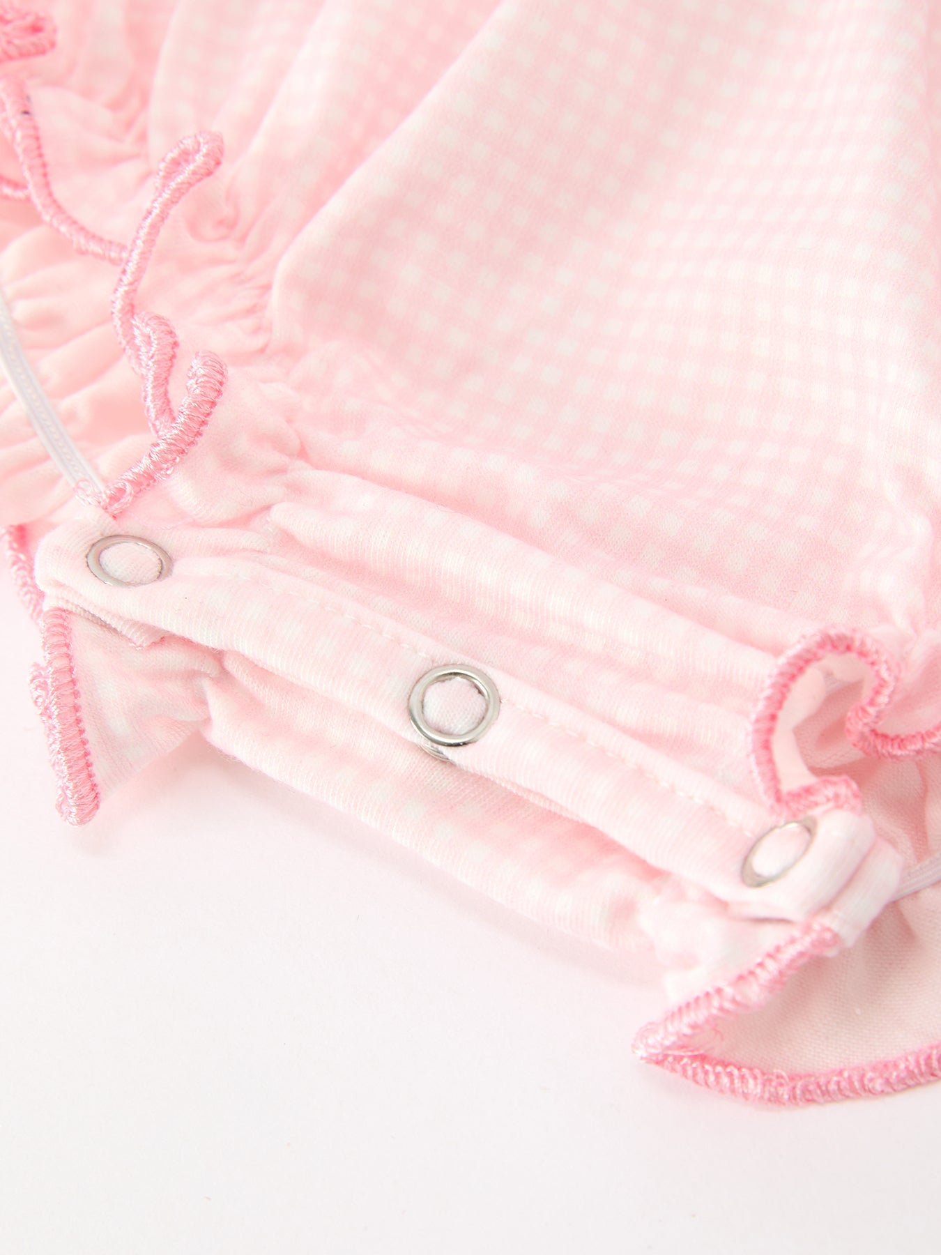 Pink Duck Embroidered Baby Girl Romper Ruffle Collar