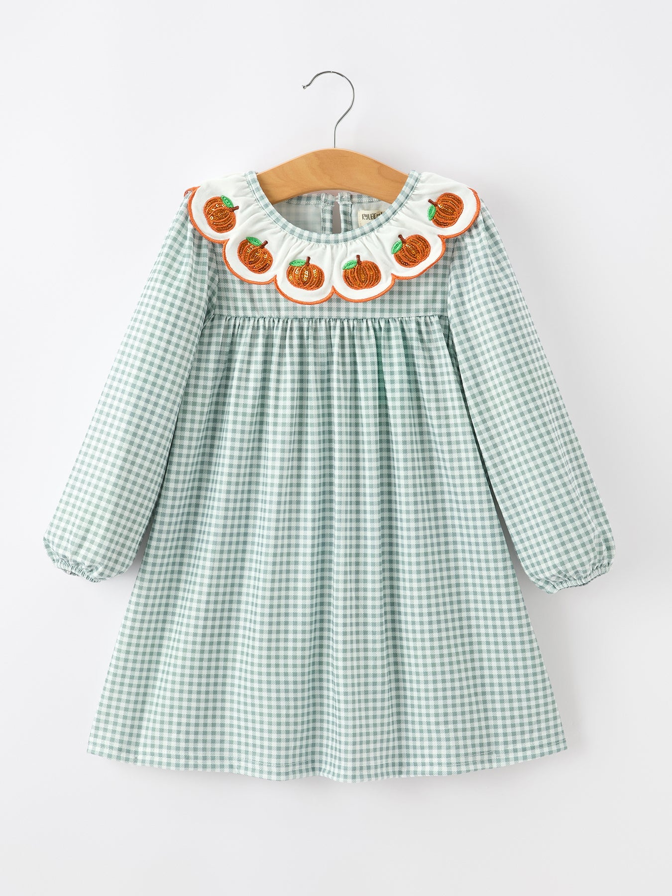 Halloween Thanksgiving Pumpkin Embroidery Girls Dress Peter Pan Collar