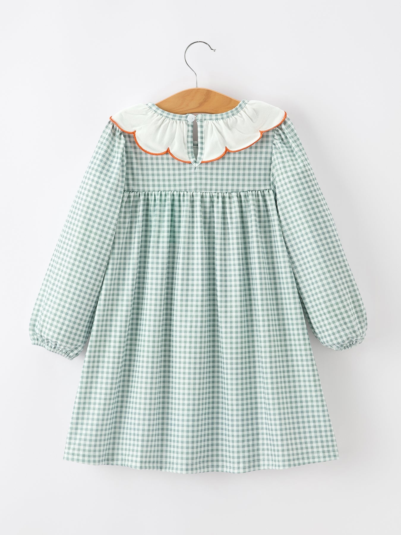 Halloween Thanksgiving Pumpkin Embroidery Girls Dress Peter Pan Collar