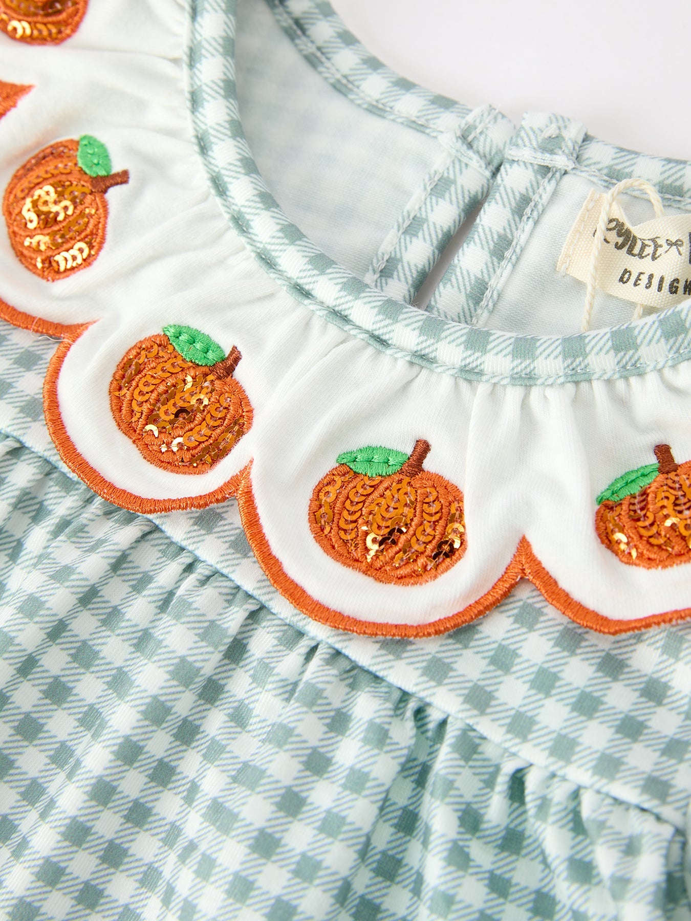 Halloween Thanksgiving Embroidered Pumpkin Girls Bloomer Set