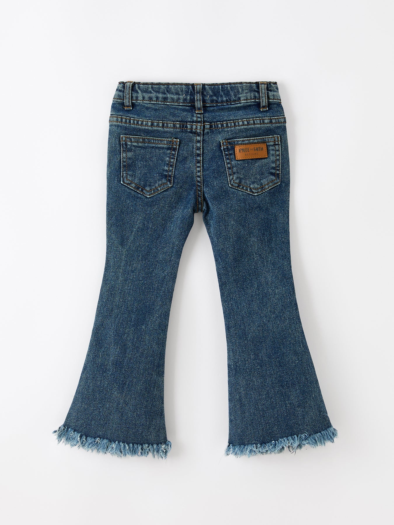Girls Pumpkin Embroidered Flare Jeans Fall Denim Pants with Fringe Hem