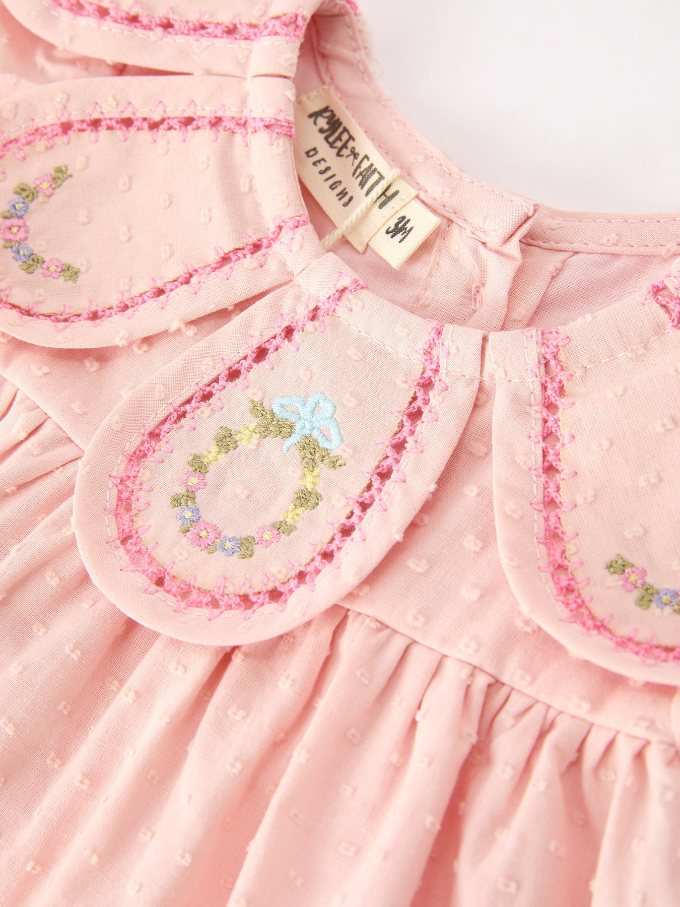 Fall Baby Girl Pink Peter Pan Collar Embroidered Bloomer Set