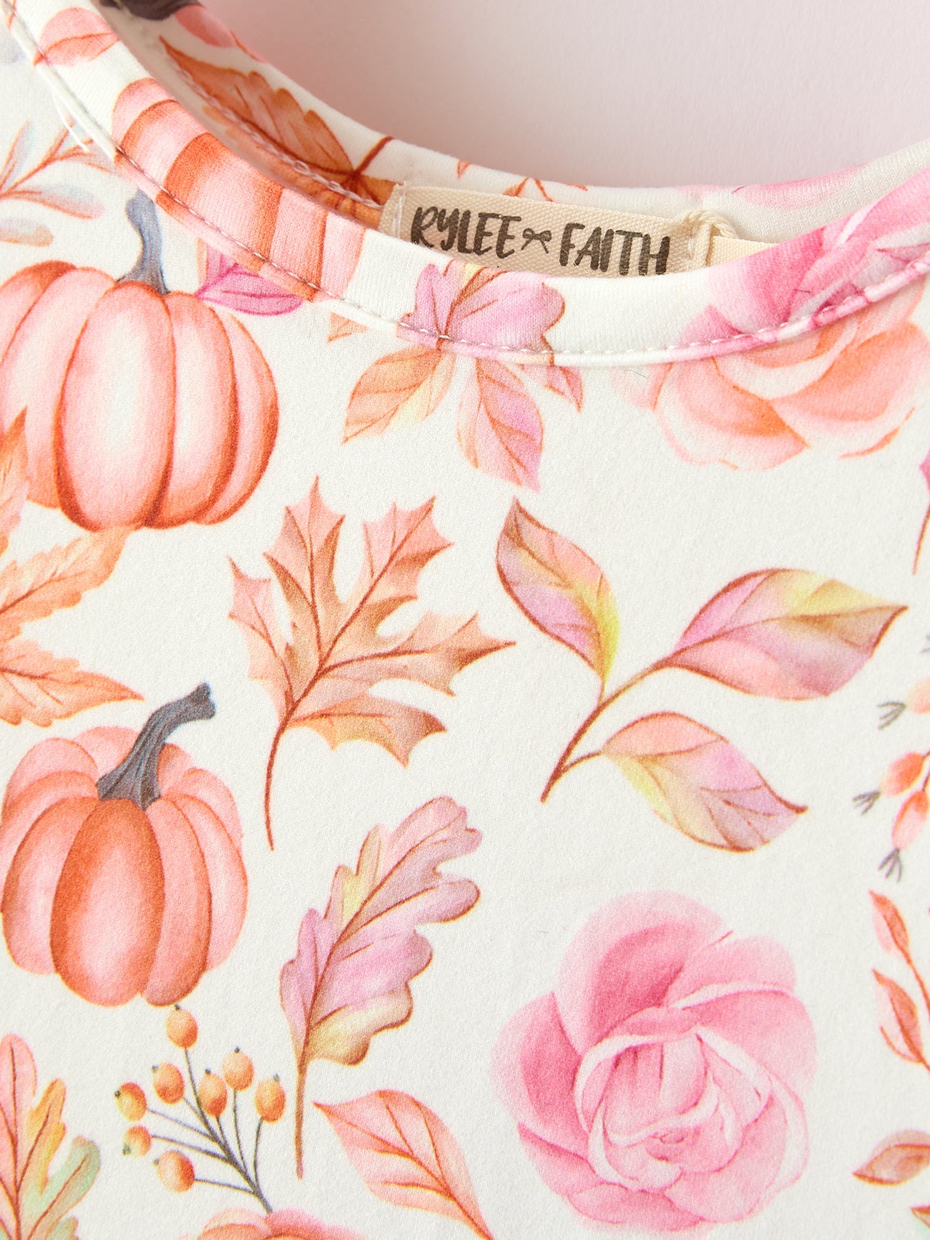 Thanksgiving Pumpkin Floral Girls Twirl Dress