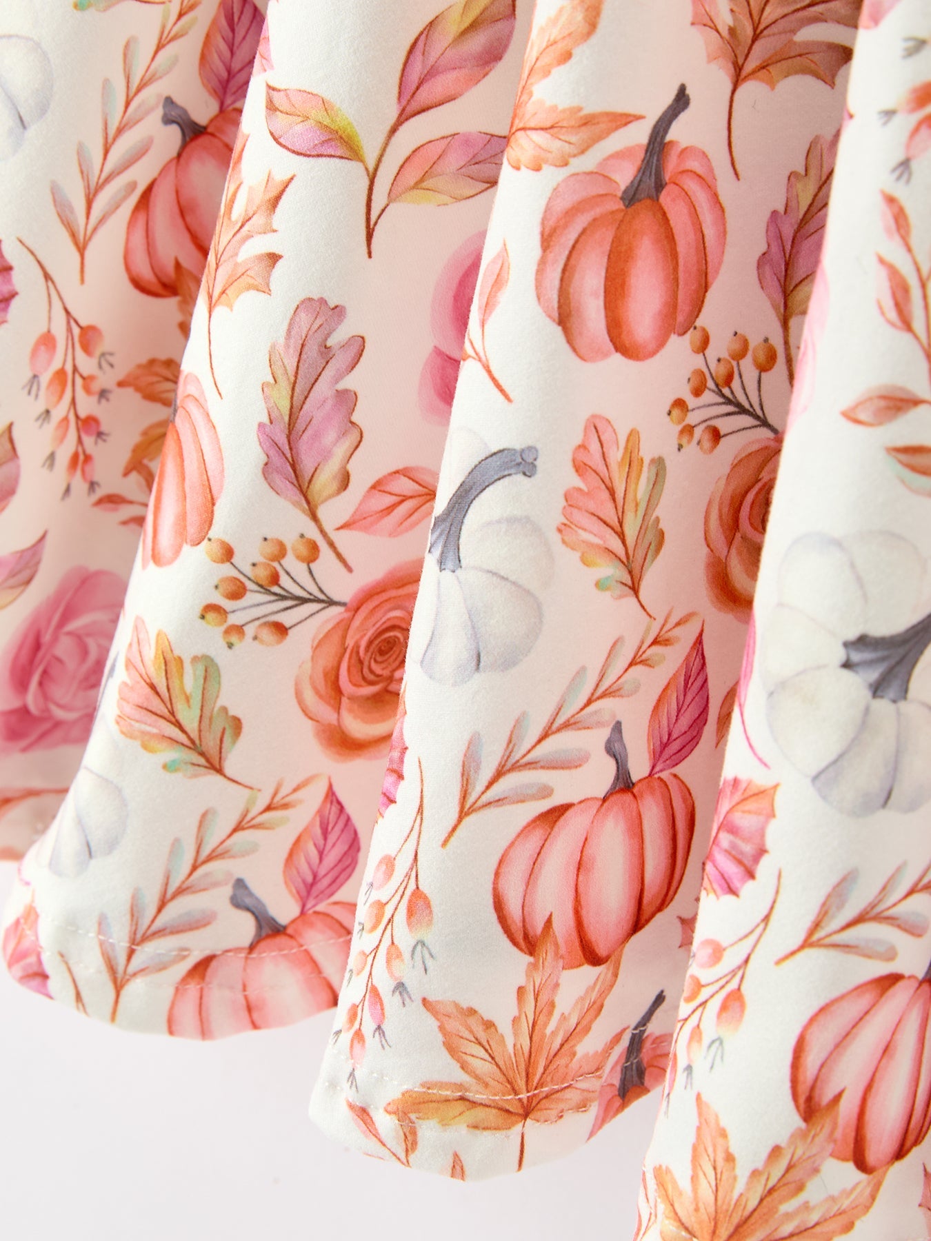 Thanksgiving Pumpkin Floral Girls Twirl Dress
