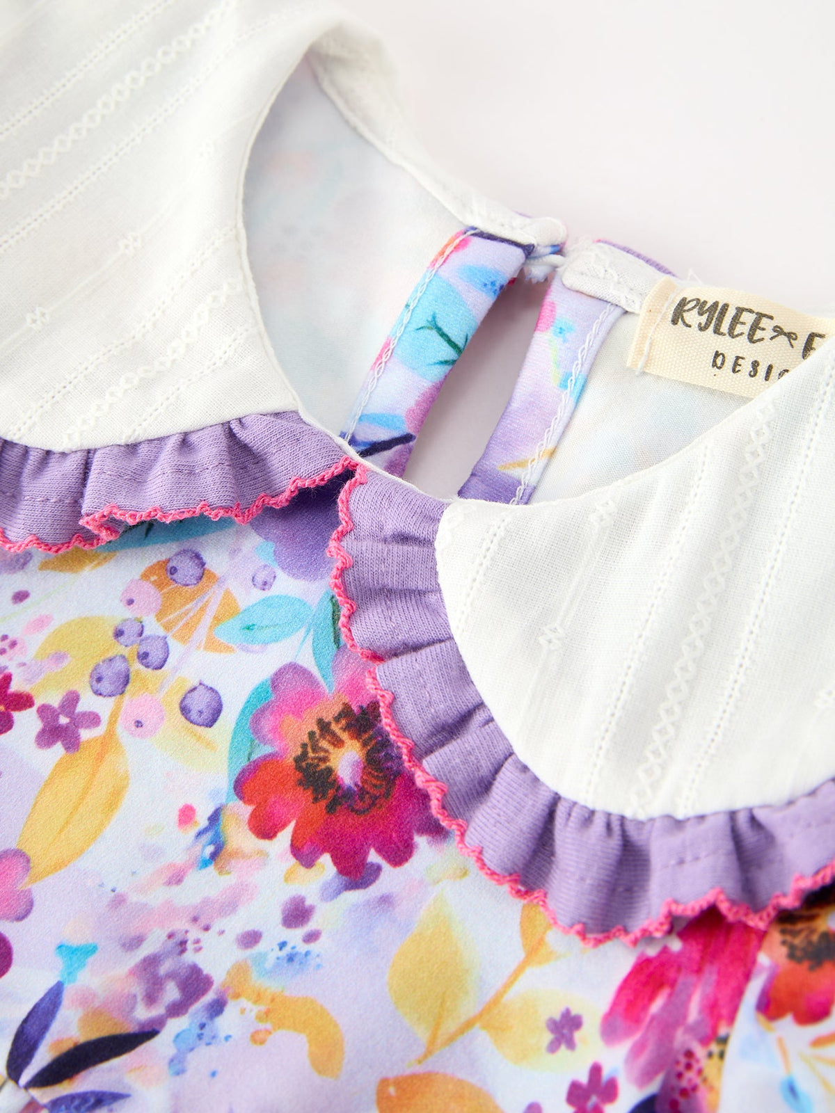 Fall Purple Floral Baby Girls Bubble Romper