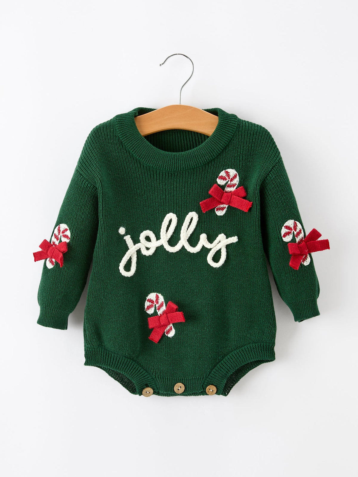 Christmas Jolly Candy Cane Knit Baby Romper