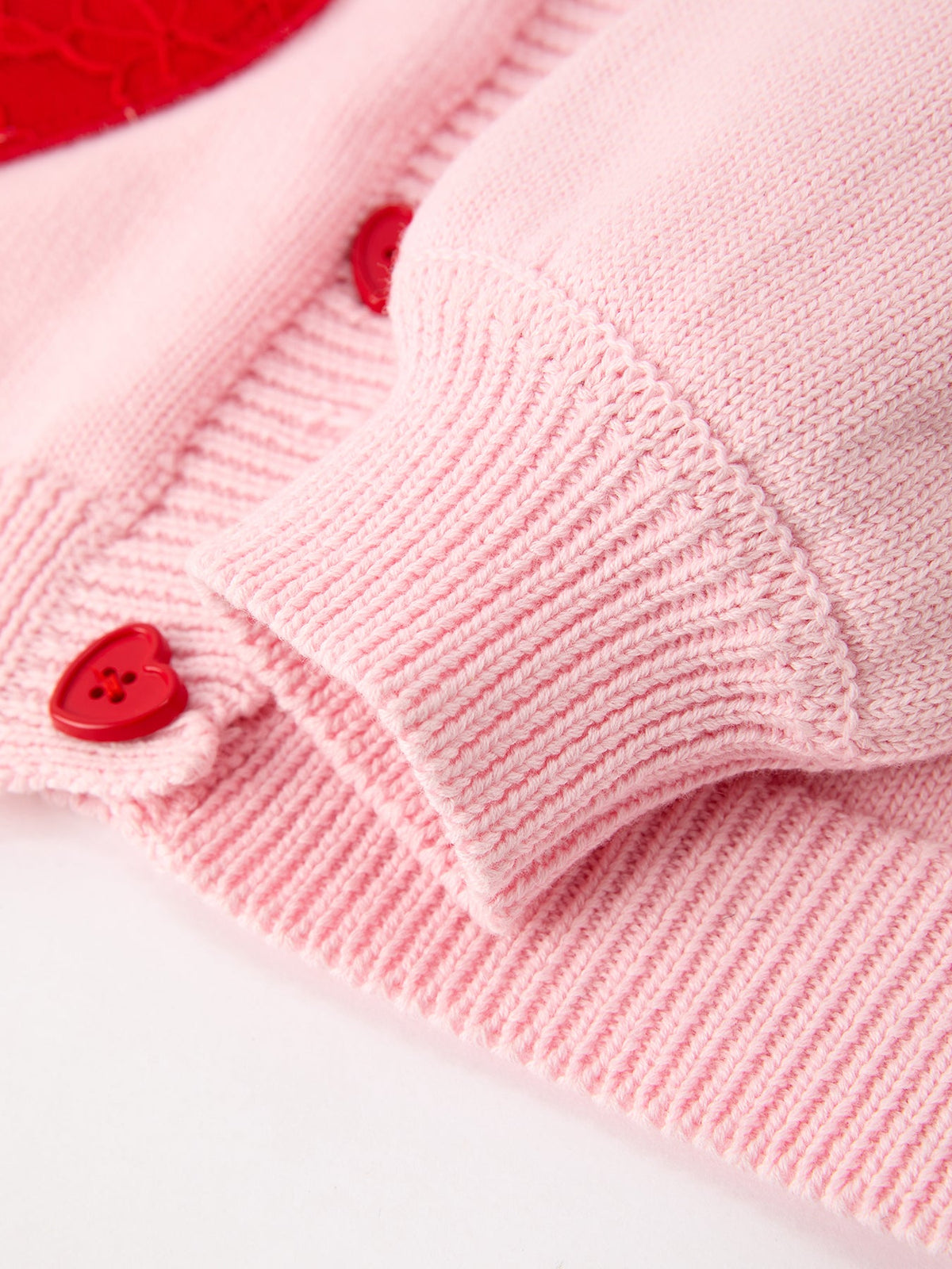 Girls Valentine's Day Pink Heart Lace Knit Cardigan