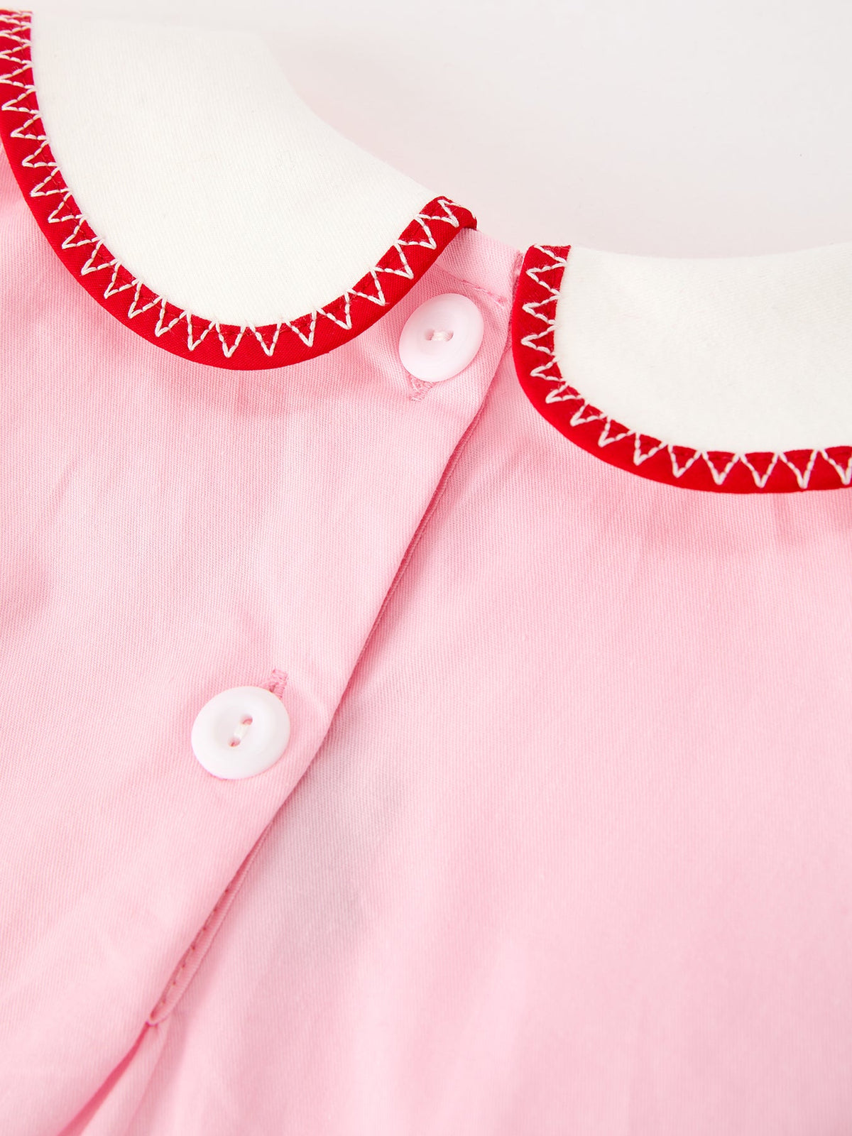 Christmas Girls Pink Candy Cane Embroidered Peter Pan Collar Dress