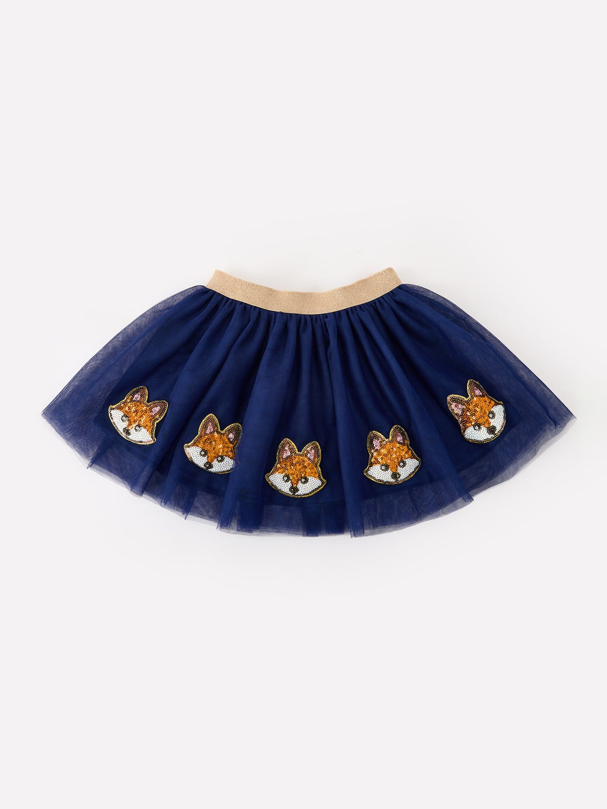 FALL Girls Navy Fox Sequin Tulle Tutu Skirt