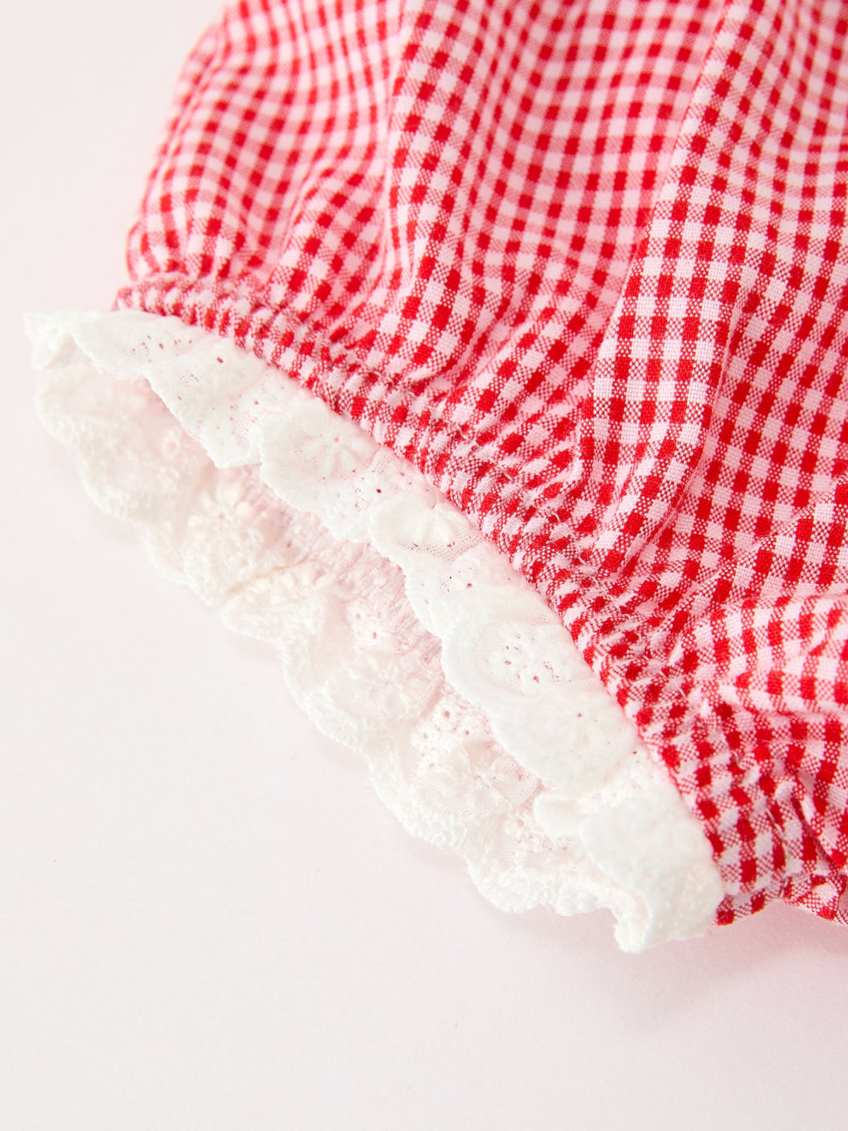 Valentine Baby Girls Red Plaid Heart Embroidered Top & Bloomer Set