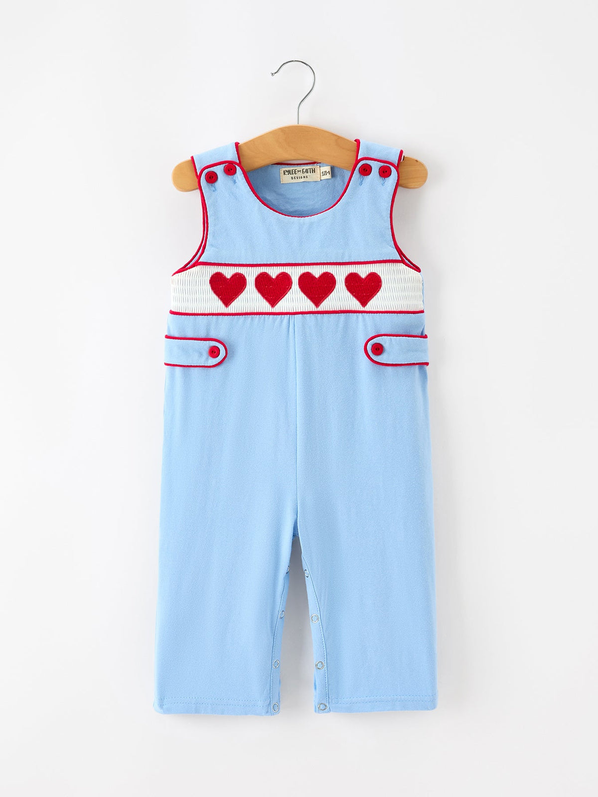 Baby Boys Valentine's Day Blue Smocked Heart Jonjon