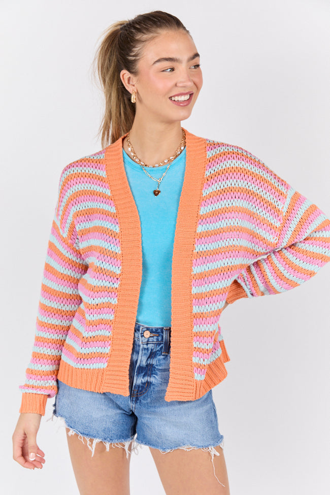 You're My Muse Pink, Orange, and Mint Multi Stripe Cardigan SALE