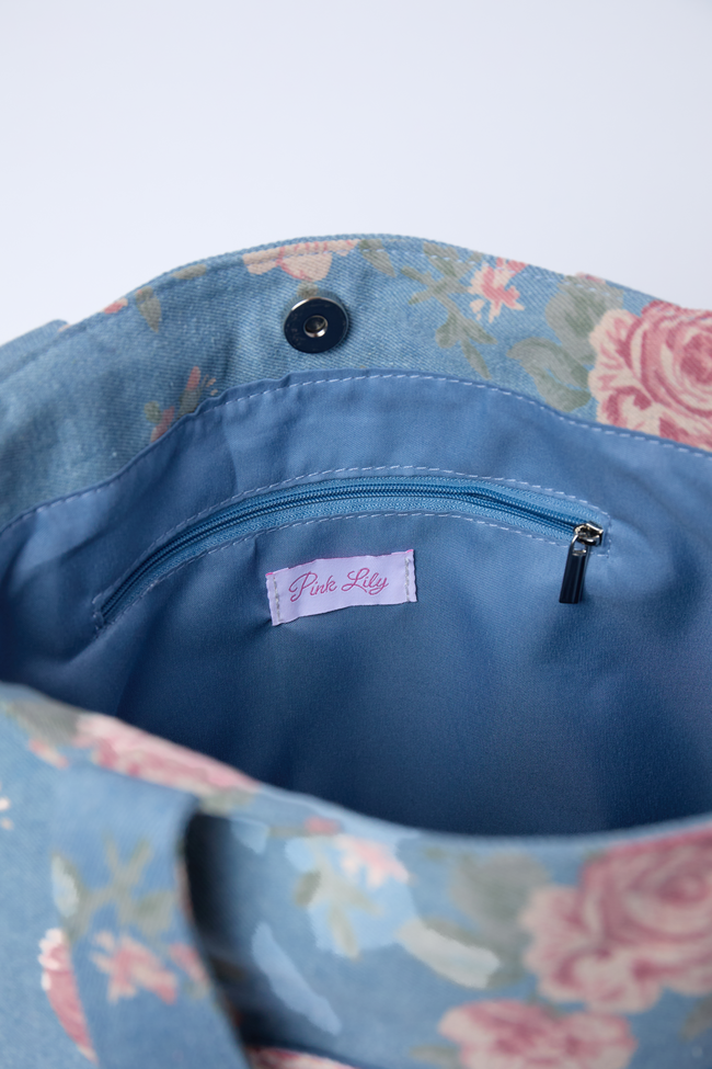 Kian Denim Rose Tote FINAL SALE