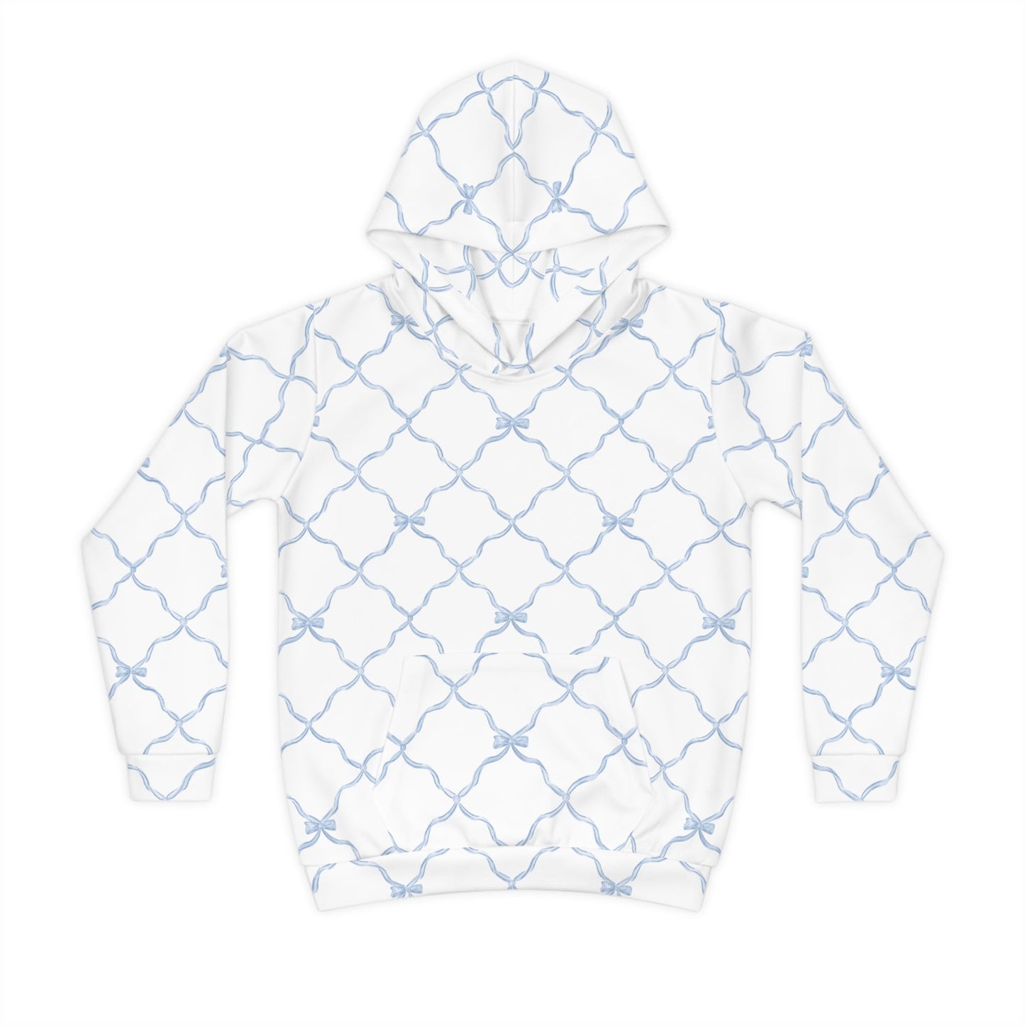 Trellis Bow Youth Hoodie Activewear - Light Blue