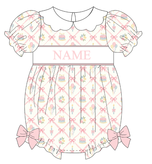 PO- CUSTOM SCALLOPED COLLAR Little Wishes Smocked Birthday Bubble