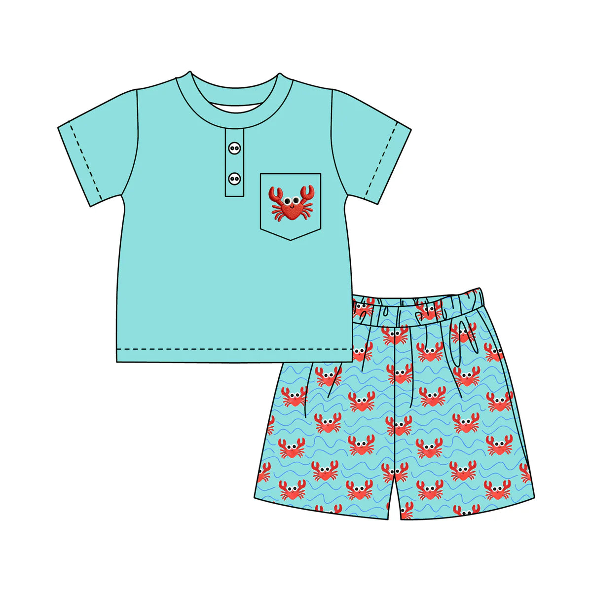 PO- Crab boys shorts set
