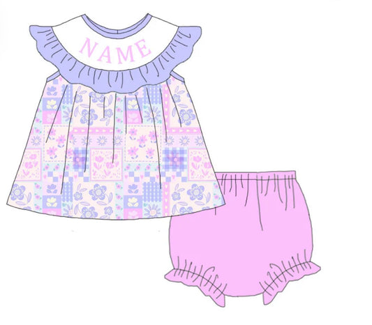 PO- CUSTOM SMOCKED SWEET PEONY PATCHWORK BLOOMER SET