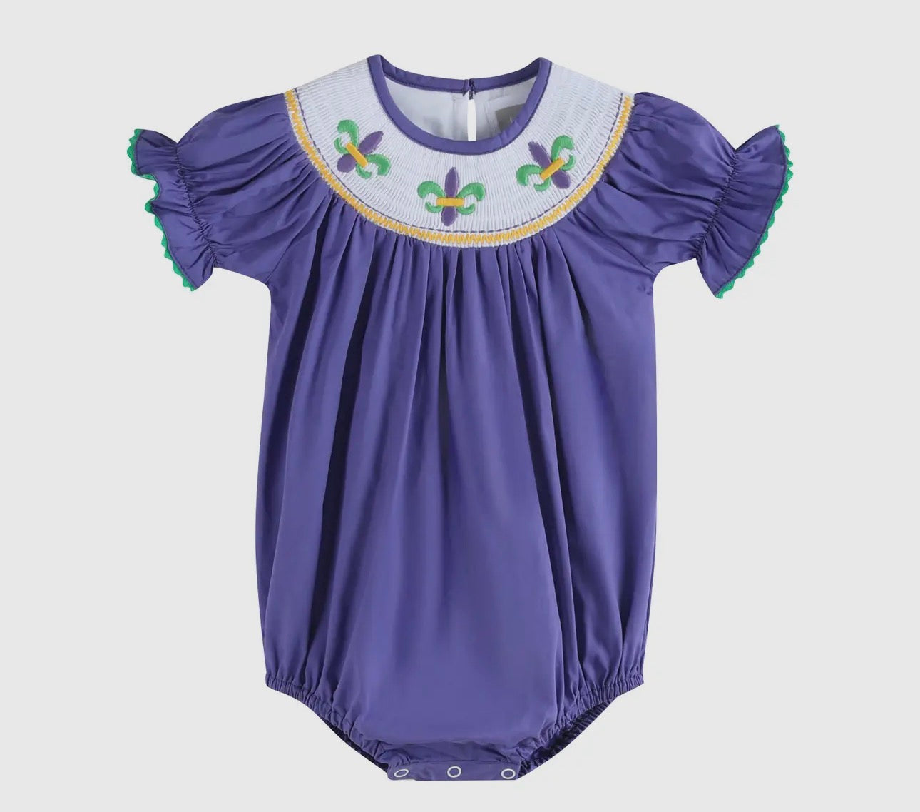 PO- Purple Mardi Gras Smocked Bubble