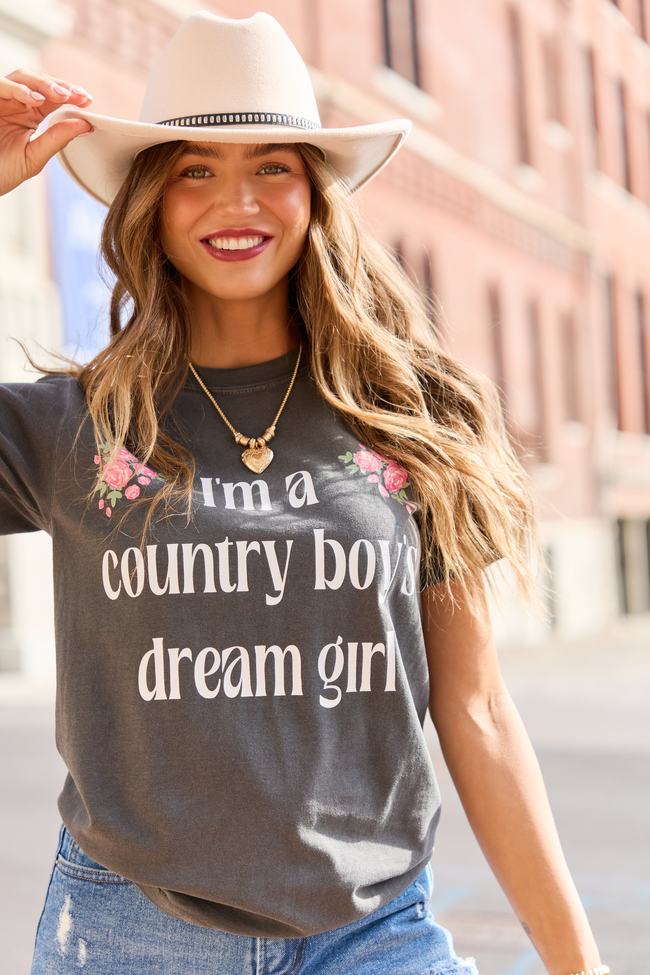 Country Boy's Dream Girl Dark Grey Comfort Colors Graphic Tee
