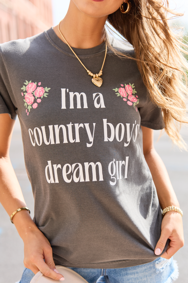 Country Boy's Dream Girl Dark Grey Comfort Colors Graphic Tee
