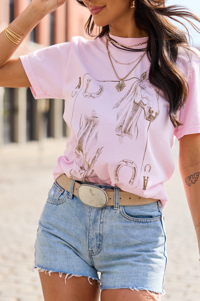 Horseshoe Card Light Pink Comfort Colors Graphic Tee