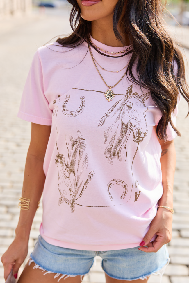 Horseshoe Card Light Pink Comfort Colors Graphic Tee