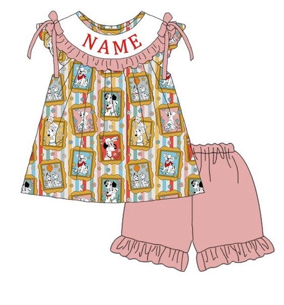 PO- CUSTOM Darling Dalmatians Girls Shorts Set