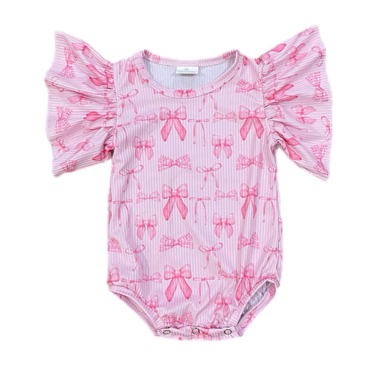 Coquette bows ribbed flutter leo