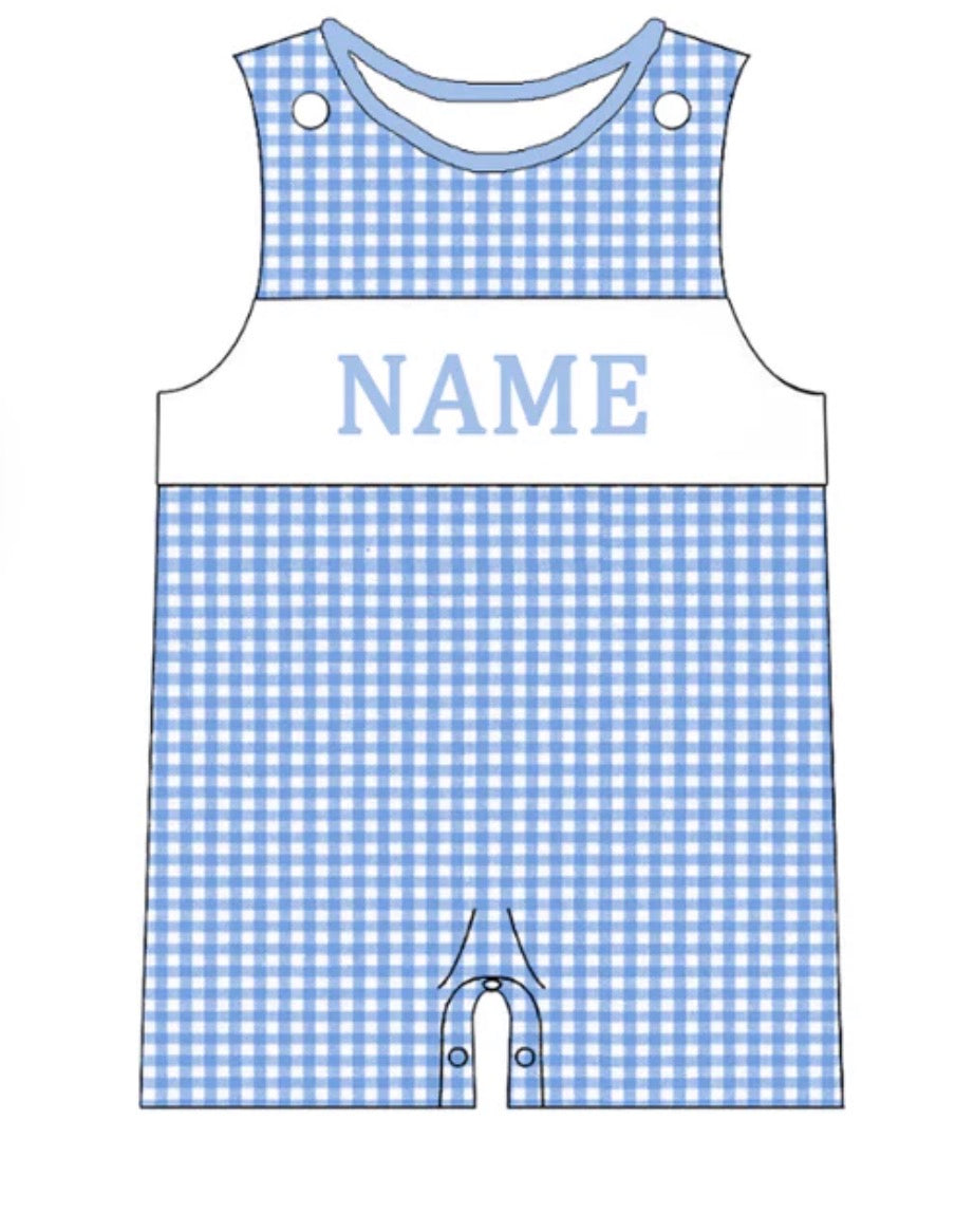 PO- Blue Gingham boys Jon Jon