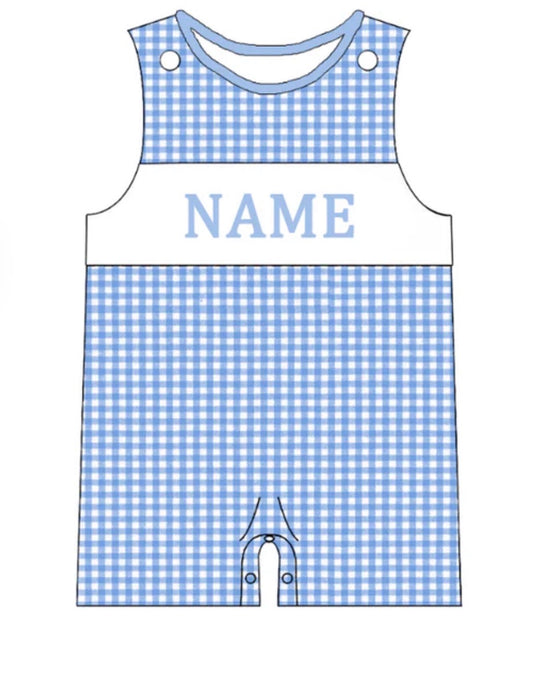 PO- Blue Gingham boys Jon Jon