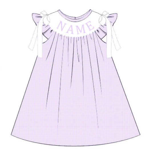 PO- CUSTOM SMOCKED LITTLE MISS LILAC DRESS