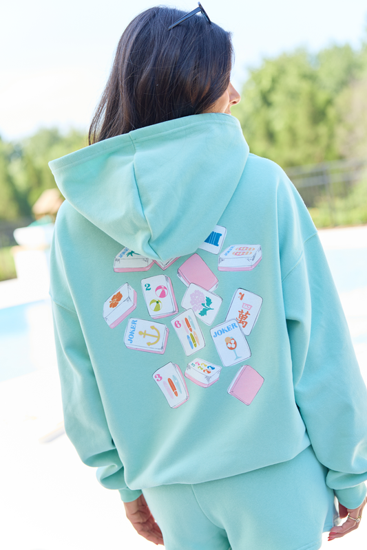 Mahjong Tiles Mint Graphic Hoodie