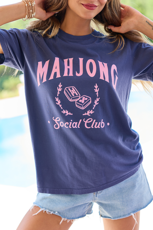 Mahjong Social Club Navy Comfort Colors Graphic Tee