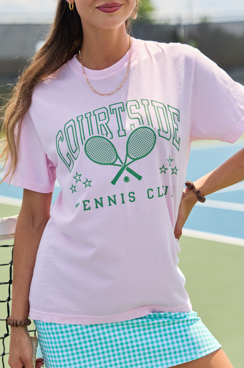 Courtside Tennis Club Light Pink Comfort Colors Graphic Tee