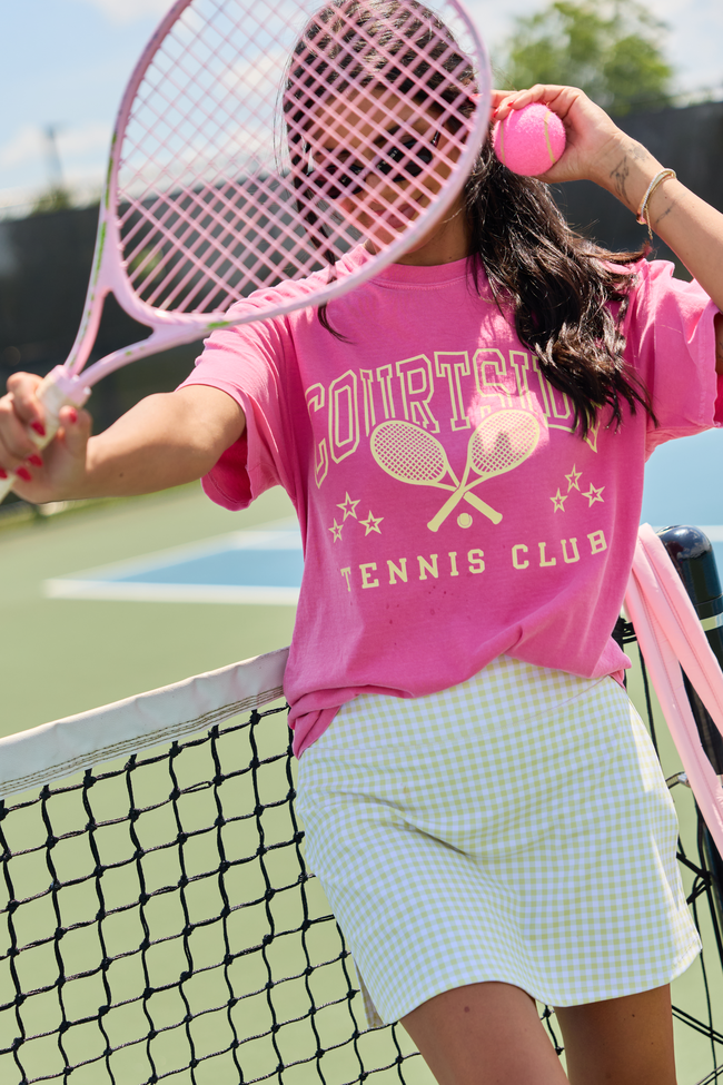 Courtside Tennis Club Pink Comfort Colors Graphic Tee