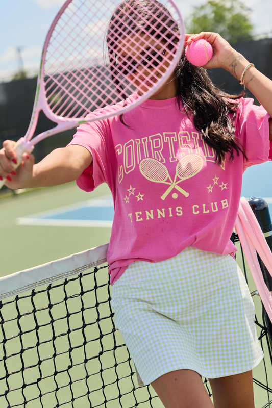 Courtside Tennis Club Pink Comfort Colors Graphic Tee