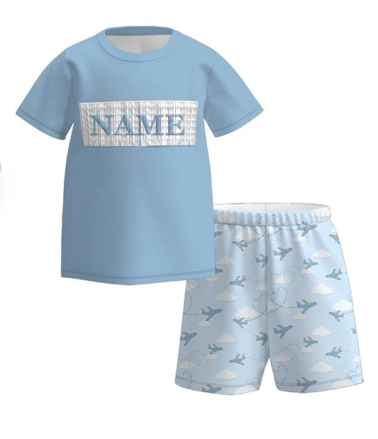 PO- CUSTOM Airplane Boys shorts set
