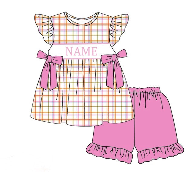 PO-CUSTOM Bright Plaid Girls Shorts Set