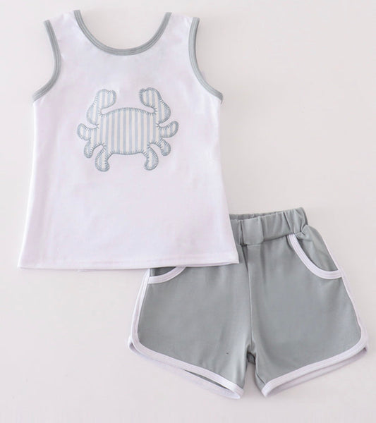 RTS- Crab applique shorts set