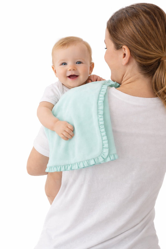 Ruffle Baby Burp Cloth -- Cotton & Chenille Boutique Blank | 7 Colors | Embroidery Ready