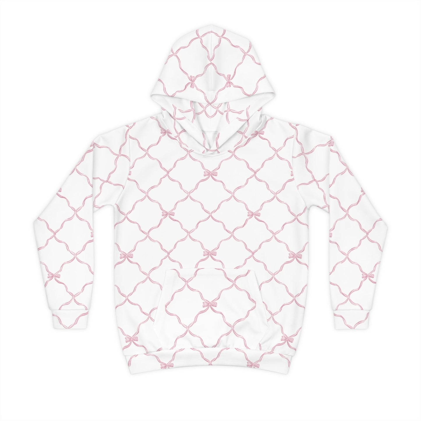 Trellis Bow Youth Hoodie Activewear - Pink