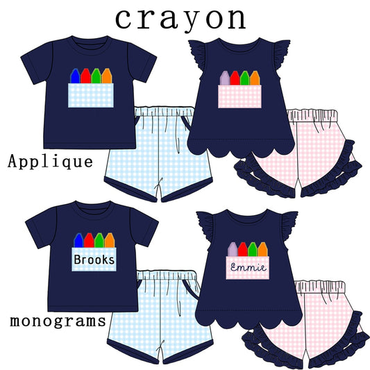 PO- Back to School Crayon Monogram Sets