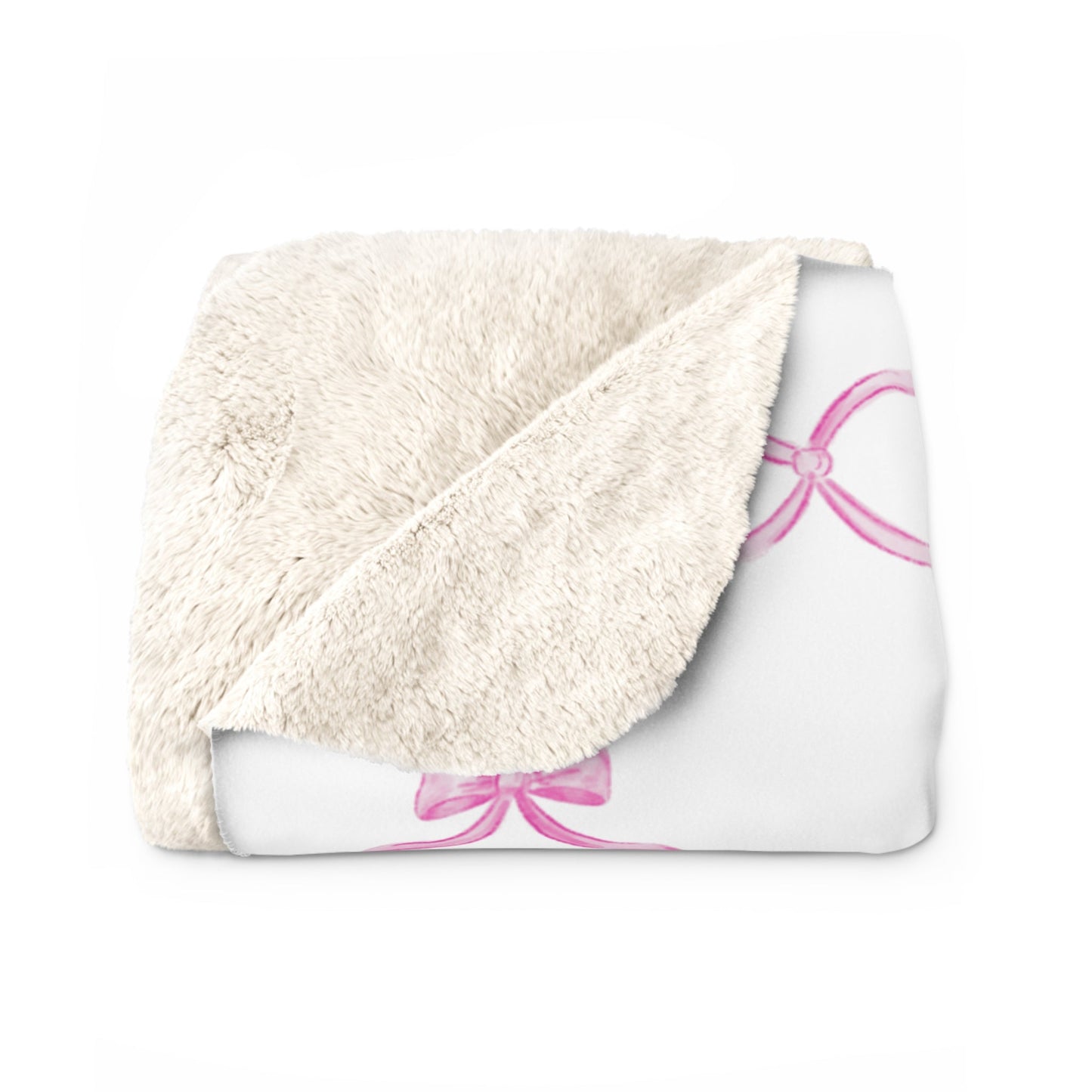 Three Bees Trellis Bow Cozy Sherpa Fleece Blanket - Bubblegum Pink
