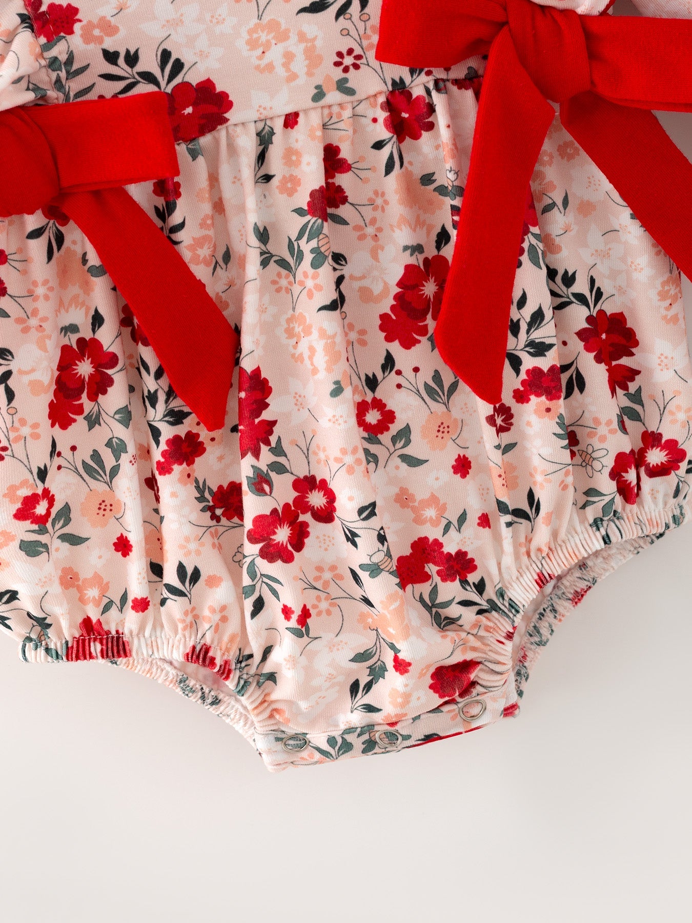 Fall Floral Baby Girl Romper Ruffle Bow Long Sleeve