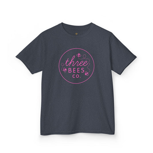 Kids Heavy Cotton Gildan Three Bees Classic Logo in Pink Hive Tee